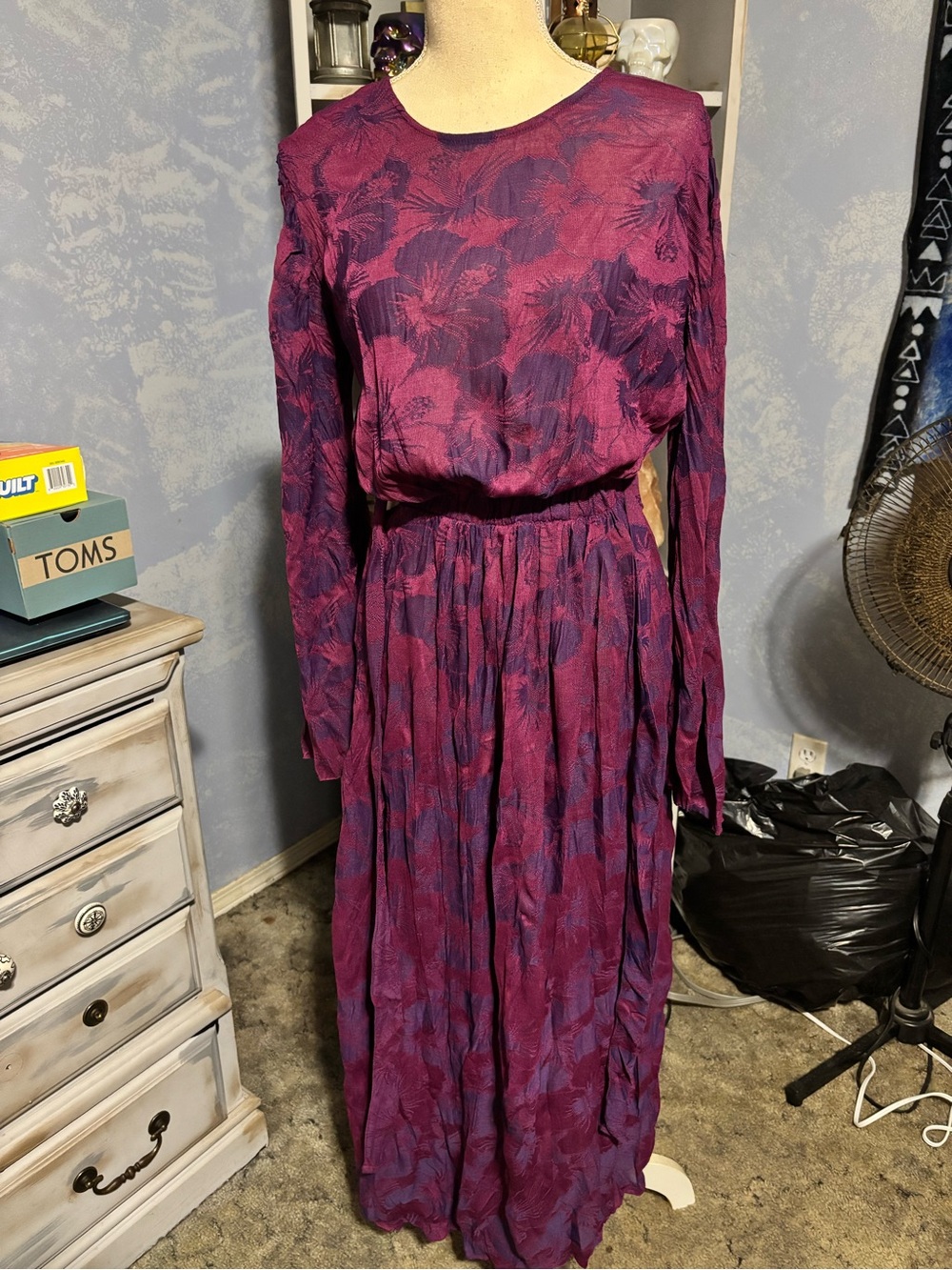 Zara Textured Floral Cutout Midi Dress Purple Pink Size Small NWT - Picture 4 of 14